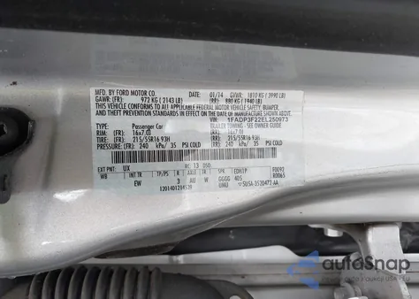 2014 Ford Focus Se from USA, damaged, VIN 1FADP3F22EL250973